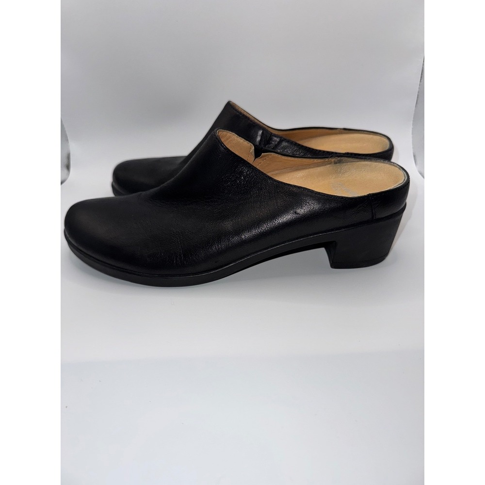 Dansko Black Leather Mules Clogs Slip On Block Heel Shoes Womens 39 3218100200 - Picture 3 of 7